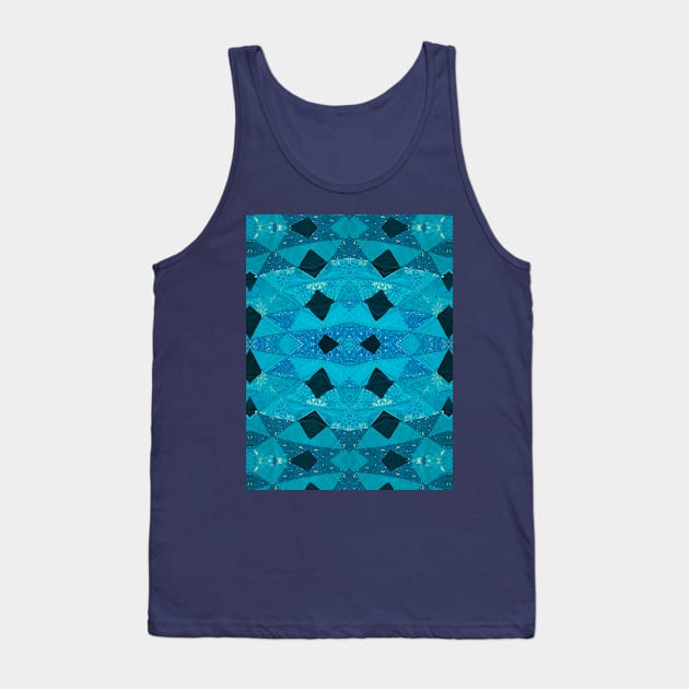 Teal Patchwork Quilt Pattern Tank Top by Amanda1775